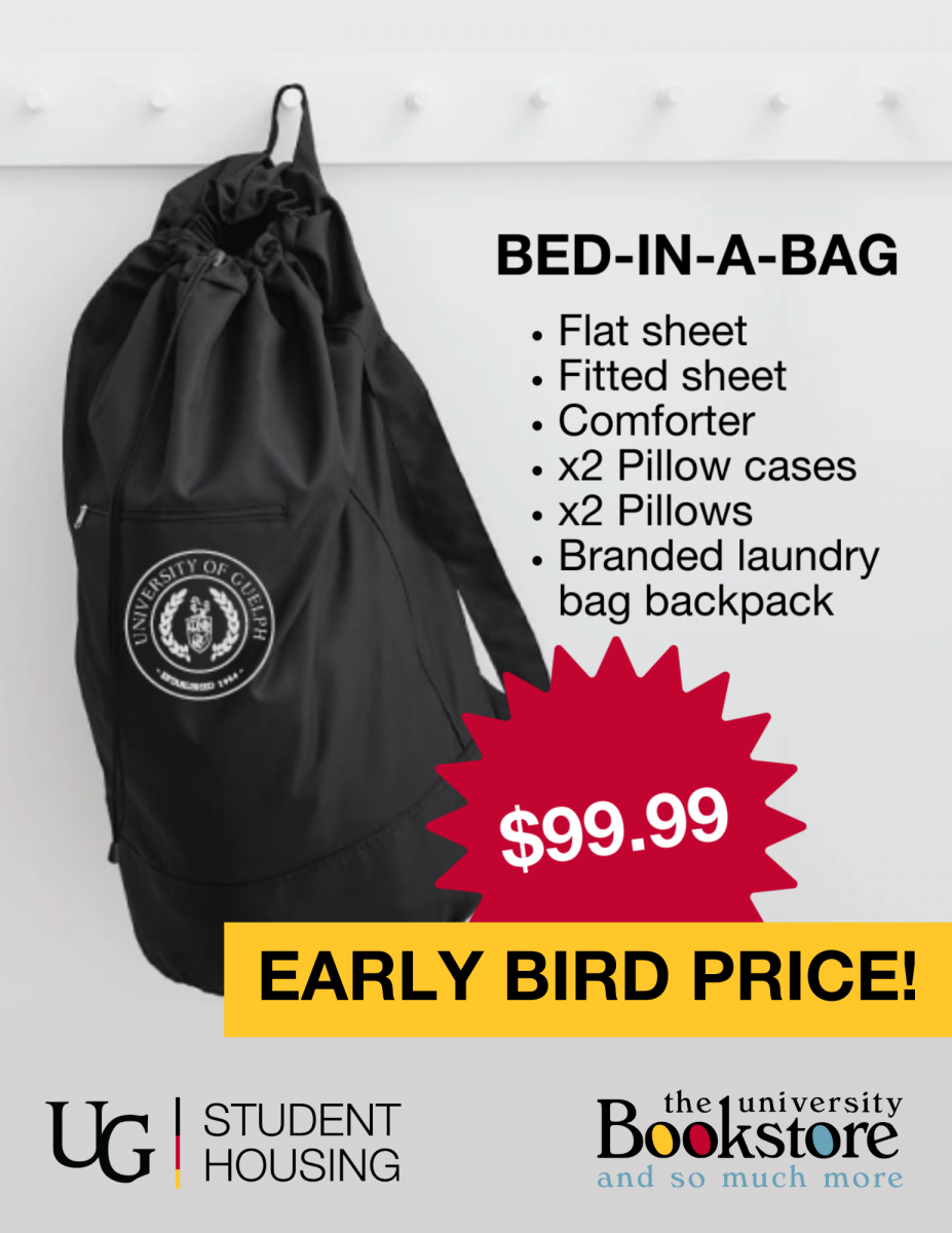 Bed-in-a-Bag: flat sheet, fitted sheet, comforter, x2 pillow cases, x2 pillows, branded laundry bag backpack. Early Bird Price: $99.99