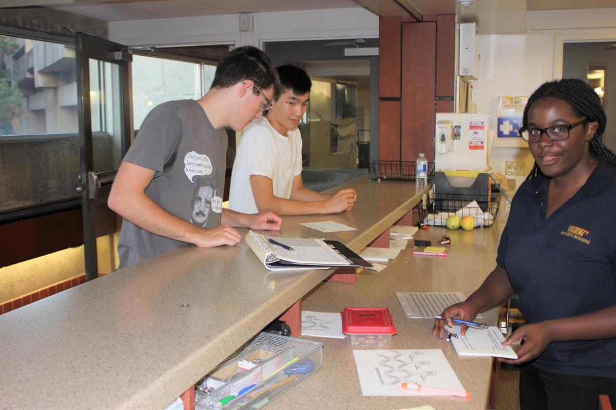 Students at South Residence Desk