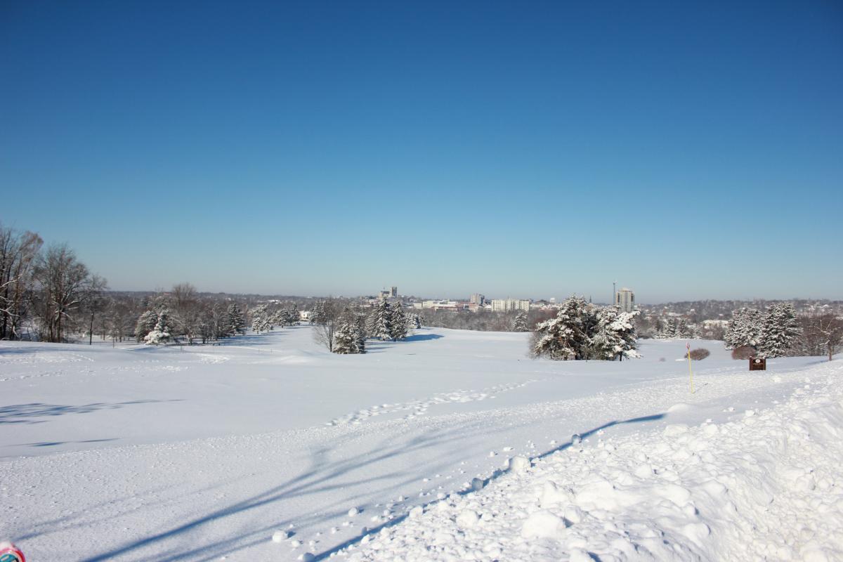 photo of campus in the snow
