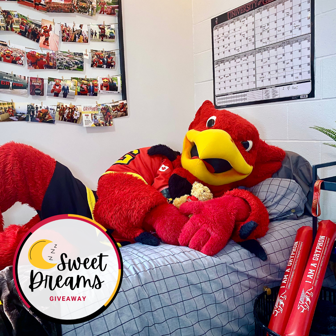 Gryph on Residence Bed with text "Sweet Dreams Giveaway". 