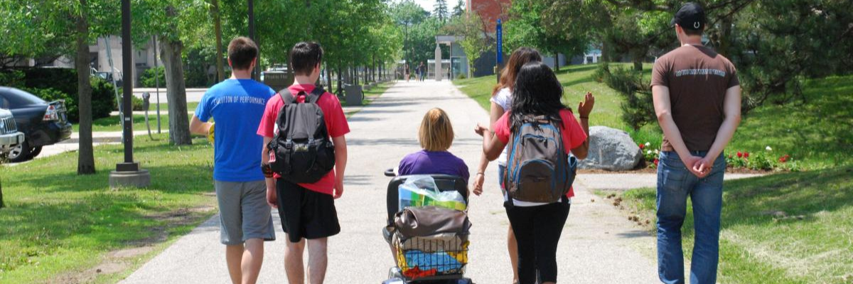 Students on South Residence path. 
