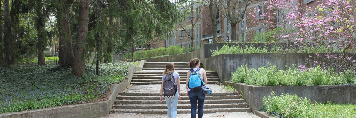 Students walking by Lambton Hall